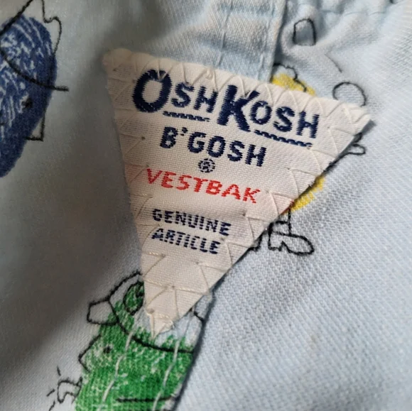 Vintage OshKosh B'gosh USA made rare thumb print 18 months Overalls - Picture 6 of 6